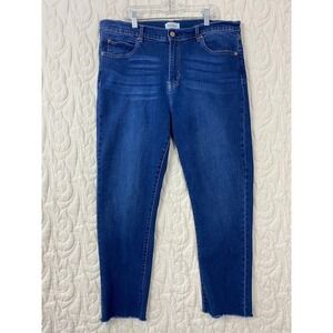 Nicole Miller Soho Jeans High Rise Ankle Slim Womens 14 Blue Raw Hem Stretch